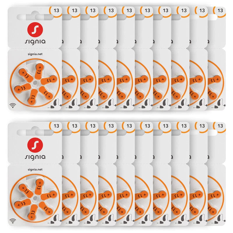 Siemens Signia Size 13 Hearing Aid Batteries – Zinc-Air, Mercury-Free (120 Cells)