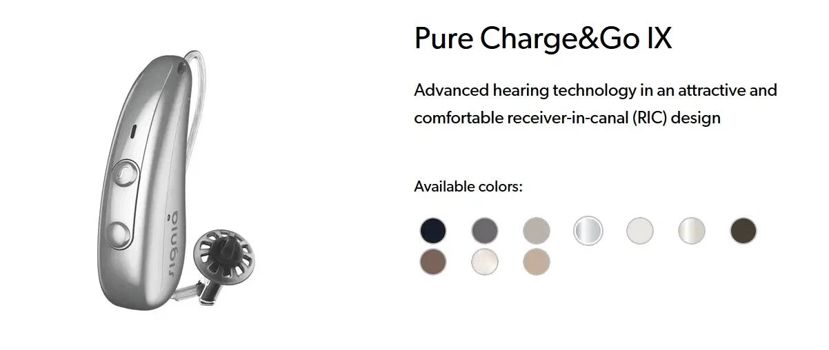 Signia Pure 5 IX Hearing Aids (Pair L & R) with Portable Charger – Rechargeable, Bluetooth, Digital Noise Reduction, Directional Microphones – Advanced Level