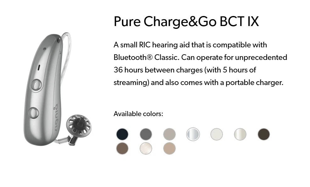 Signia Pure C&G BCT 5 IX Hearing Aids (Pair L & R) – Rechargeable, Bluetooth, Digital Noise Reduction