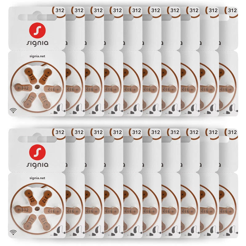 Signia / Siemens Size 312 Hearing Aid Batteries (Pack of 60) – Long Life, Reliable Power