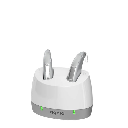Signia Motion Charge & Go X – Rechargeable Super Power BTE Hearing Aid with Charger – Severe to Profound Hearing Loss