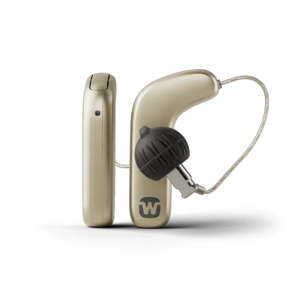 Widex SmartRIC 440 Hearing Aids (Pair L & R) with Charger – Rechargeable, Bluetooth, Digital Noise Reduction – Honey Blonde