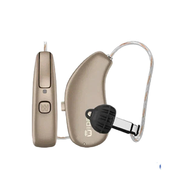 Widex Allure 440 R D Hearing Aids (Pair L & R) with Charger – Rechargeable, Bluetooth, PureSound™ & AI Noise Control – Autumn Beige