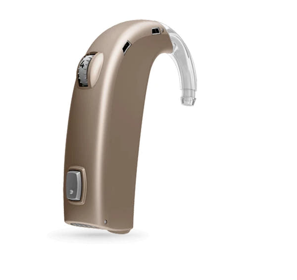 Oticon Dynamo SP 6 – Super Power BTE Hearing Aid with Telecoil for Severe to Profound Hearing Loss – Beige