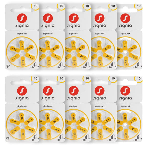 Siemens Signia Size 10 Hearing Aid Batteries – Zinc-Air, Mercury-Free