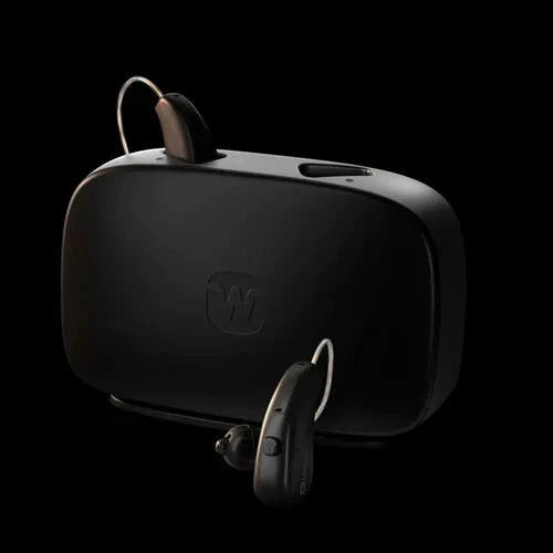 Widex Moment Sheer 330 Hearing Aids (Pair L & R) with Charger – Rechargeable, Bluetooth, Digital Noise Reduction – Sheer Finish